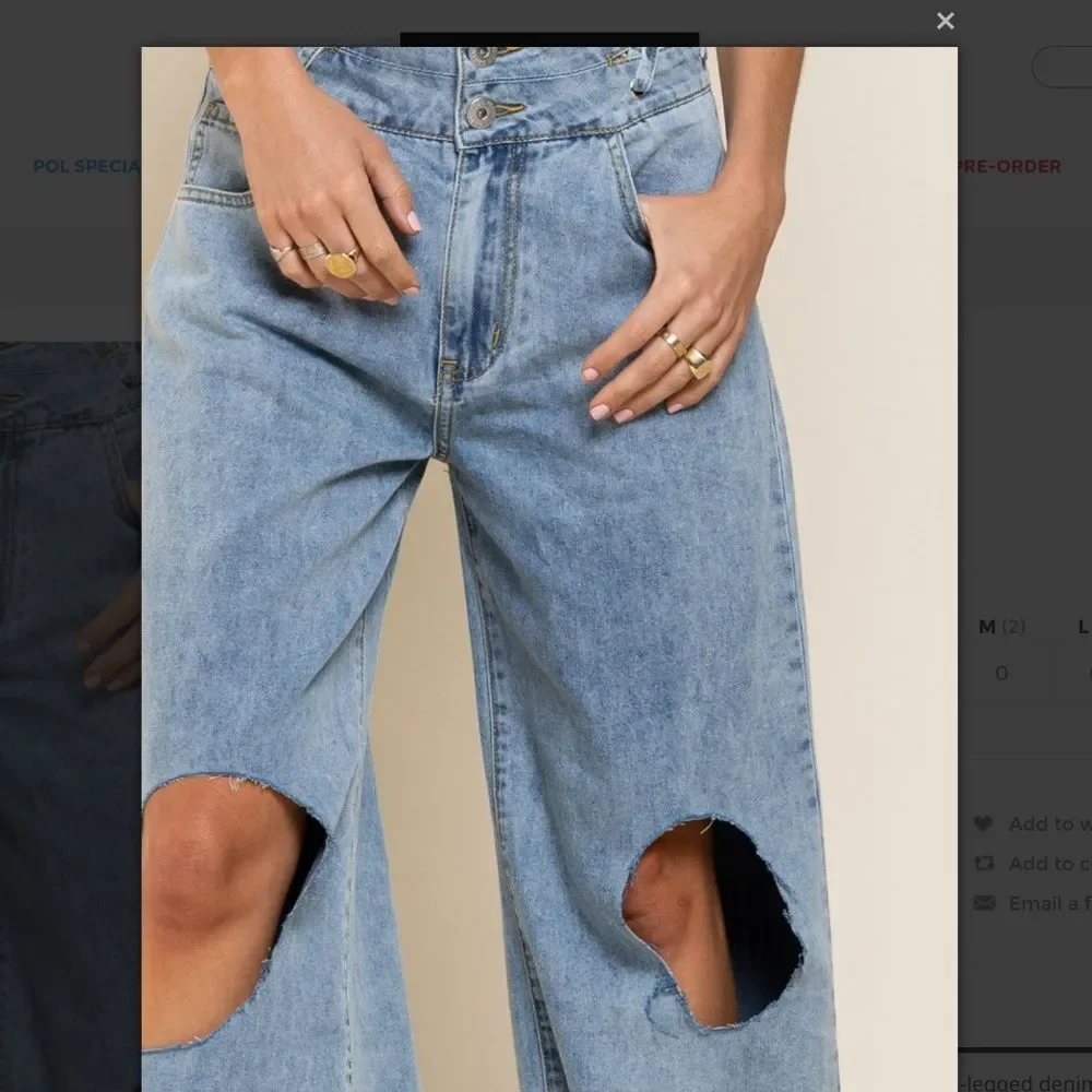 POL jeans POL pants CUT SMALL fit 6-8 Distressed Cuffed Wide-Leg Cropped Jeans
